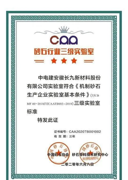 国内首家砂石行业最高等级实验室落户长九新材料公司，引领产业升级新标杆